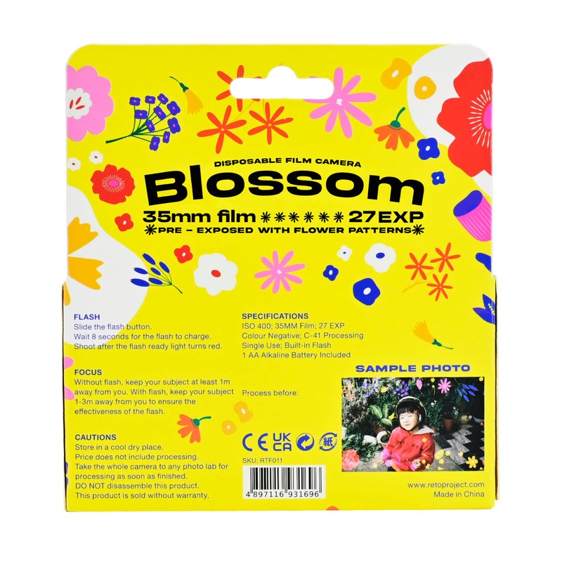 Retocolor Blossom 400 35mm Disposable Film Camera 27EXP, ISO400, Color Negative Film, Focus Free, Easy to Use, Built in Flash, Single Use (Film and Battery Included) (Blossom) - Image 2