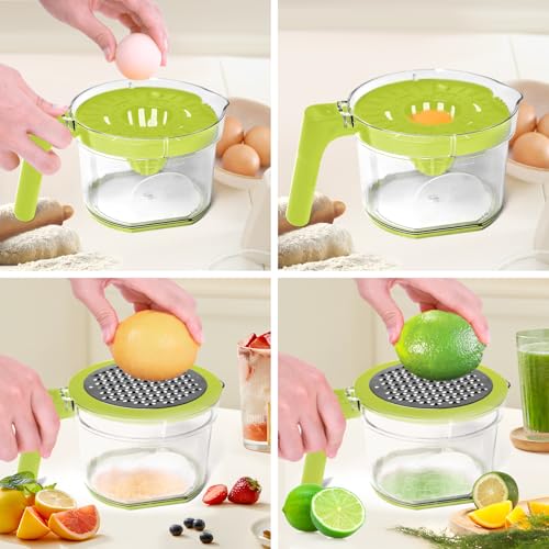 ChefVille Lemon Squeezer, ChefVille Multifunctional Citrus Hand Juicer, Lemon Lime Squeezer with Detachable Comfortable Grip Handle, 16.9oz Capacity Orange Juicer with Built-in Measuring Cup and Grater (GREEN) - Image 5