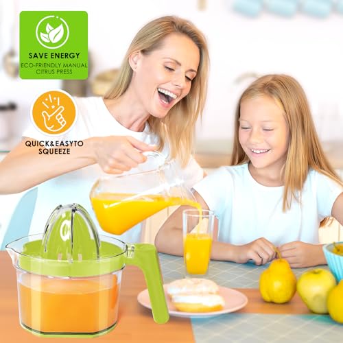 ChefVille Lemon Squeezer, ChefVille Multifunctional Citrus Hand Juicer, Lemon Lime Squeezer with Detachable Comfortable Grip Handle, 16.9oz Capacity Orange Juicer with Built-in Measuring Cup and Grater (GREEN) - Image 4