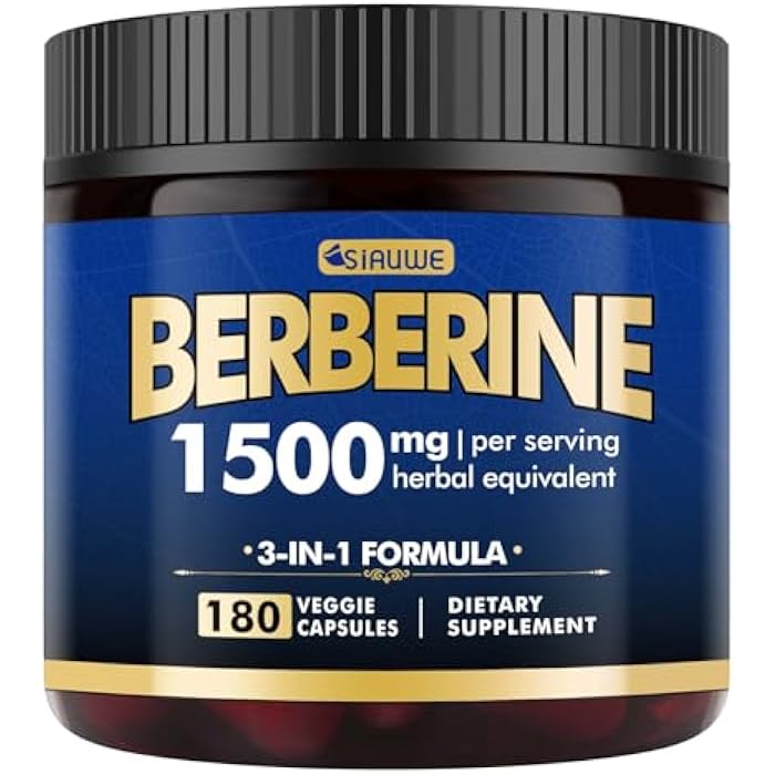 Berberine Supplement - Berberine Weight Loss, High-Potency Berberine 1500MG of Berberine HCL, Plus Citrus Bergamot - for Metabolic, Digestive, and Immune Support - Vegan, Non-GMO, 180 Capsules - Image 1