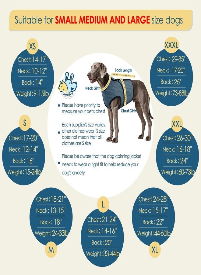 ROZKITCH Dog Anxiety Shirt Calming Jacket, Mesh Dog Anxiety Vest for Thunderstorm Fireworks Travel Vet Visit Separation Anxiety Relief Outdoor Indoor Elastic Breathable Calming Shirt Wrap Blue 3XL - Image 2