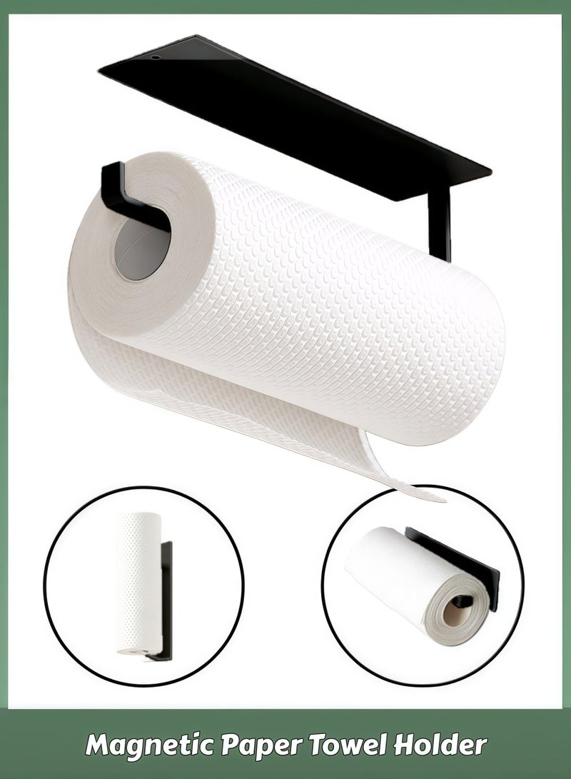 حامل مناديل حمام مغناطيسي، منظم مناشف، حامل لفافة ورق تواليت، رف مناشف جداري، علاقة خطاف مناديل، رف تعليق للحمام والمطبخ والمكتب والمنزل - Image 1