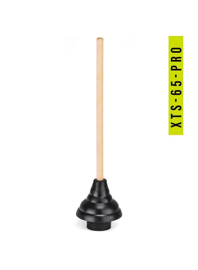 SteadMax XTS-65-PRO Heavy Duty Toilet Plunger, Commercial Grade, Powerful Double Thrust Force Rubber Cup with Wood Handle, for Clogged Bathroom, Shower, and Kitchen (22" x 5.75") - Image 2