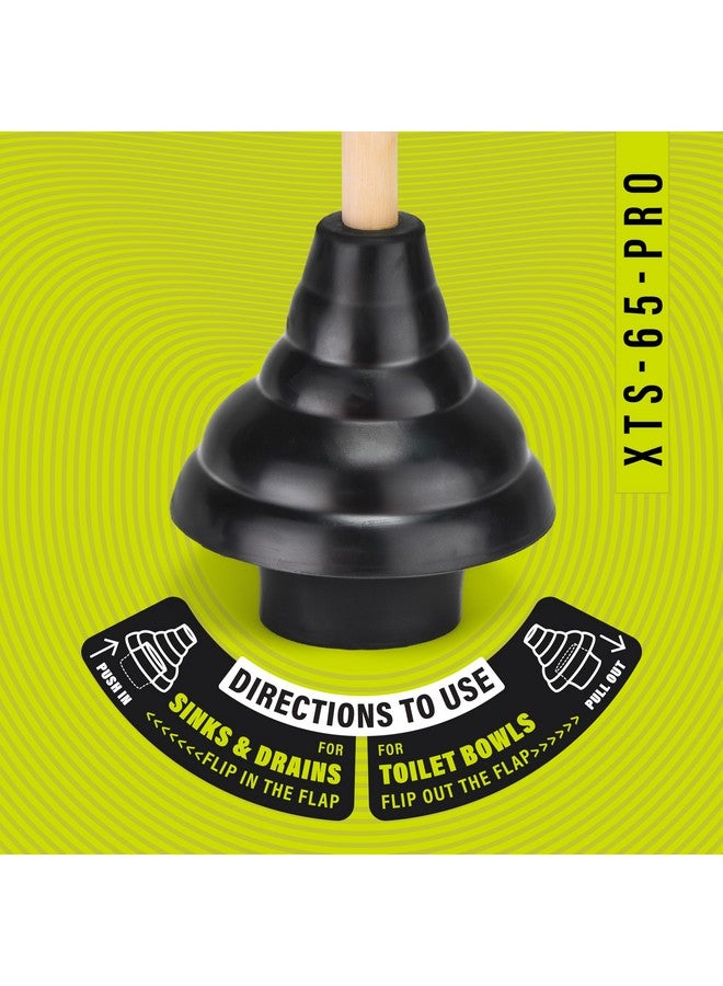 SteadMax XTS-65-PRO Heavy Duty Toilet Plunger, Commercial Grade, Powerful Double Thrust Force Rubber Cup with Wood Handle, for Clogged Bathroom, Shower, and Kitchen (22" x 5.75") - Image 5