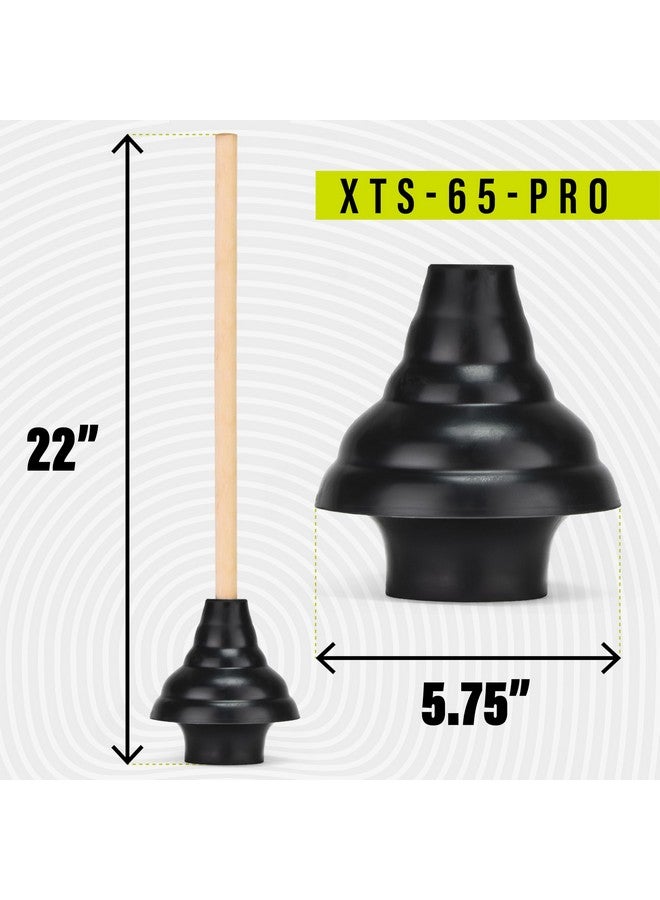 SteadMax XTS-65-PRO Heavy Duty Toilet Plunger, Commercial Grade, Powerful Double Thrust Force Rubber Cup with Wood Handle, for Clogged Bathroom, Shower, and Kitchen (22" x 5.75") - Image 3