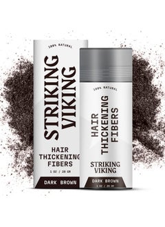 Striking Viking Hair Fibers For Thinning Hair Hair Building Fibers (Dark Brown) 28G Naturally Derived Formula Long Lasting Hair Powder For Undetectable Thicker Looking Hair For Men & Women  - Image 1