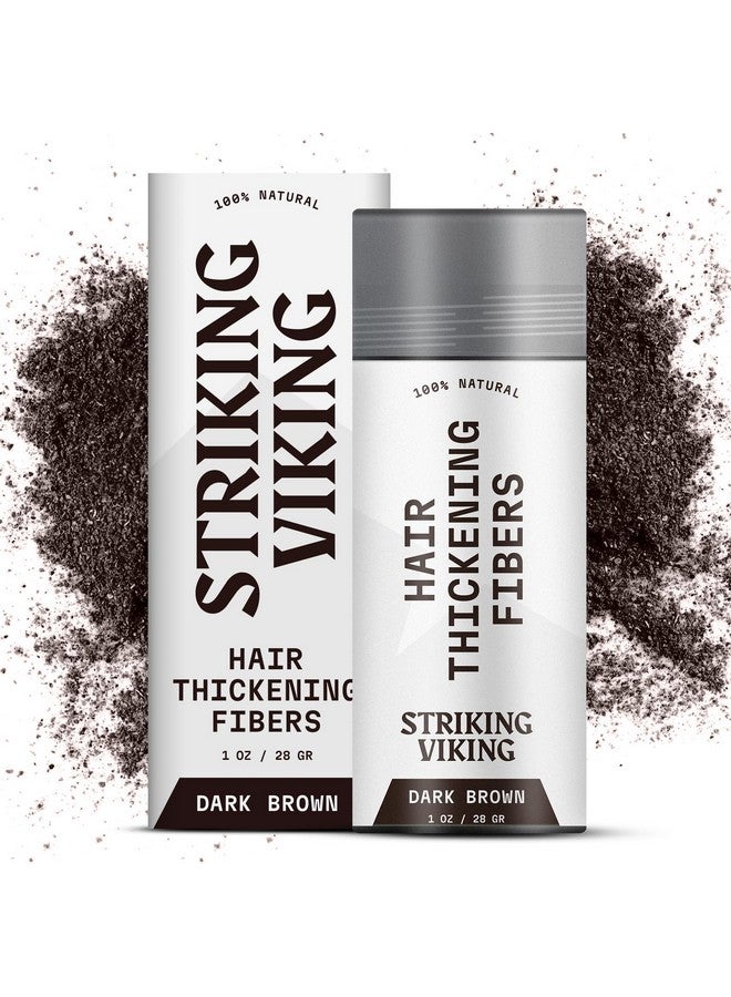 Striking Viking Hair Fibers For Thinning Hair Hair Building Fibers (Dark Brown) 28G Naturally Derived Formula Long Lasting Hair Powder For Undetectable Thicker Looking Hair For Men & Women - Image 1