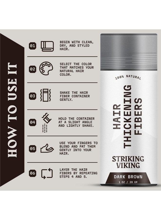 Striking Viking Hair Fibers For Thinning Hair Hair Building Fibers (Dark Brown) 28G Naturally Derived Formula Long Lasting Hair Powder For Undetectable Thicker Looking Hair For Men & Women - Image 5