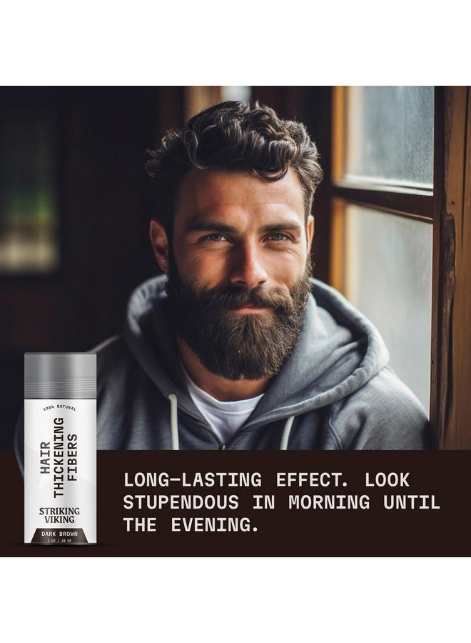 Striking Viking Hair Fibers For Thinning Hair Hair Building Fibers (Dark Brown) 28G Naturally Derived Formula Long Lasting Hair Powder For Undetectable Thicker Looking Hair For Men & Women - Image 3