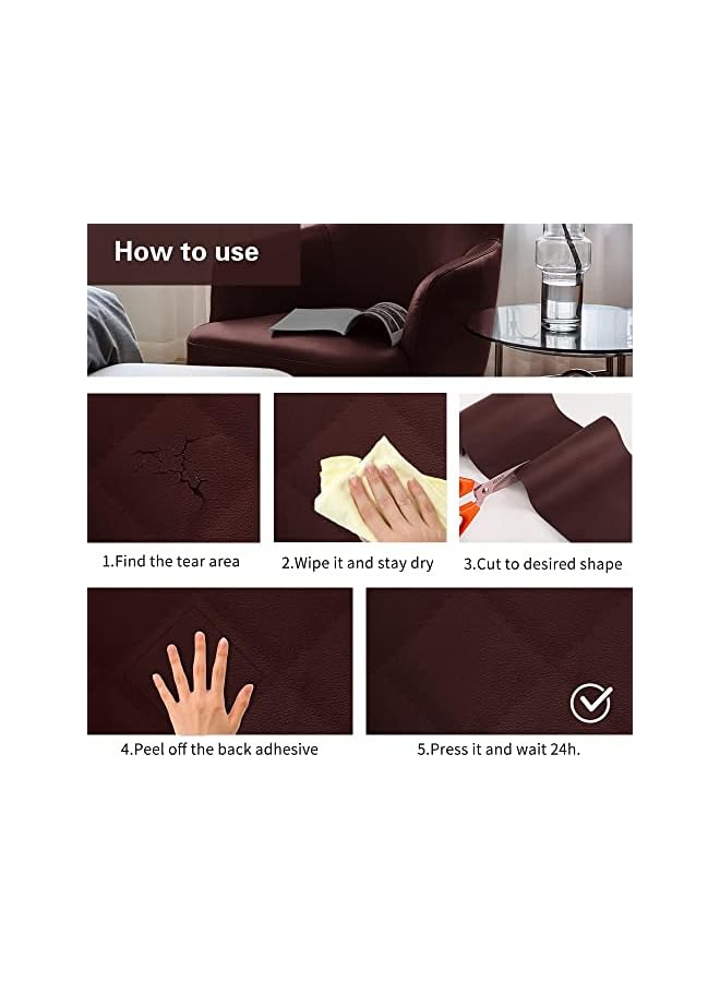 PROMASS 11.8 * 53.9 Inch Strong Self Adhesive Leather Repair Patch, Cuttable Self Adhesive Tape Leather Patch Sofa Repair, Waterproof Leather Repair Kit for Furniture Car Seat Chairs Bags (Lighr Brown)  - Image 3