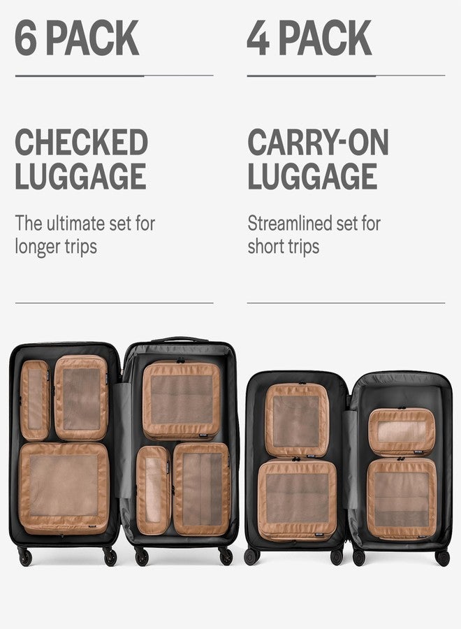 Aerotrunk Compression Packing Cubes for Travel - Luggage Organizer Bags - Double Zipper Packing Cubes for Suitcases (6-Pack, Mocha) - Image 4