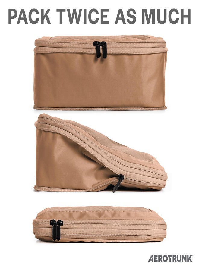 Aerotrunk Compression Packing Cubes for Travel - Luggage Organizer Bags - Double Zipper Packing Cubes for Suitcases (6-Pack, Mocha) - Image 2
