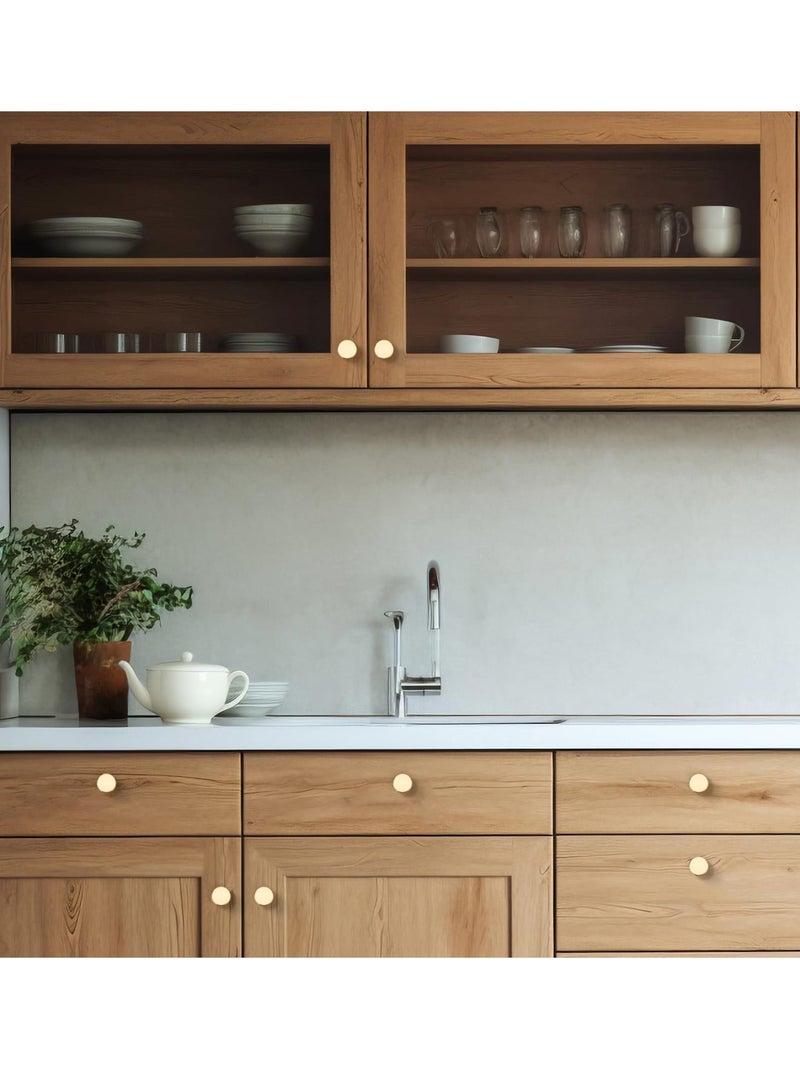 4 Pack Brushed Brass Kitchen Cabinet Hardware Knobs Round Solid Knurled Handles Single Hole Drawer Knobs for Cabinet Furniture Gold Dresser Pulls - Image 5