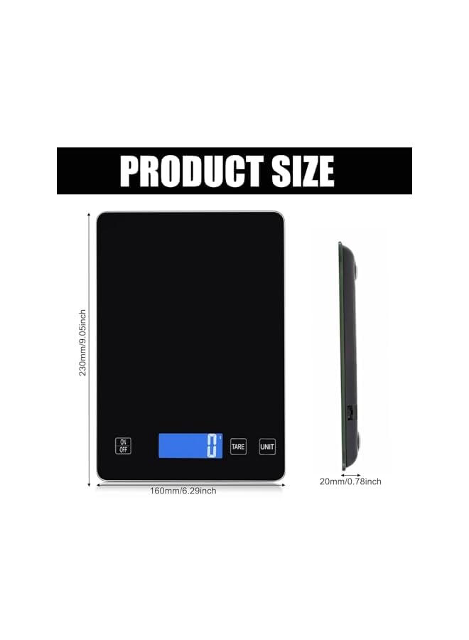 S-TOP Digital Kitchen Food Scale - 15kg/33lb Large Capacity 1g/0.1oz Precision, USB Rechargeable Waterproof Glass Platform for Home Baking Daily Cooking (Black) - Image 2