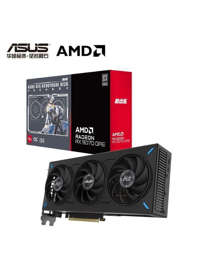 بطاقة رسومات ASUS ATS RX9070 GRE بسعة 12GB – إصدار خاص للصين بمعمارية AMD RDNA 4 | شريحة Navi 48 وذاكرة GDDR6 بسرعة عالية وبواجهة 192-بت – نسخة “Megalodon” مكسورة السرعة - Image 1