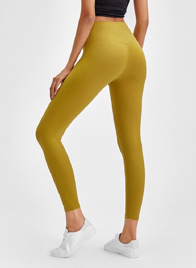Loquat Solid Stretch Yoga Long Pants Yellow  - Image 2