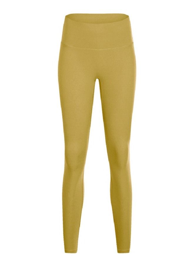 Loquat Solid Stretch Yoga Long Pants Yellow  - Image 1