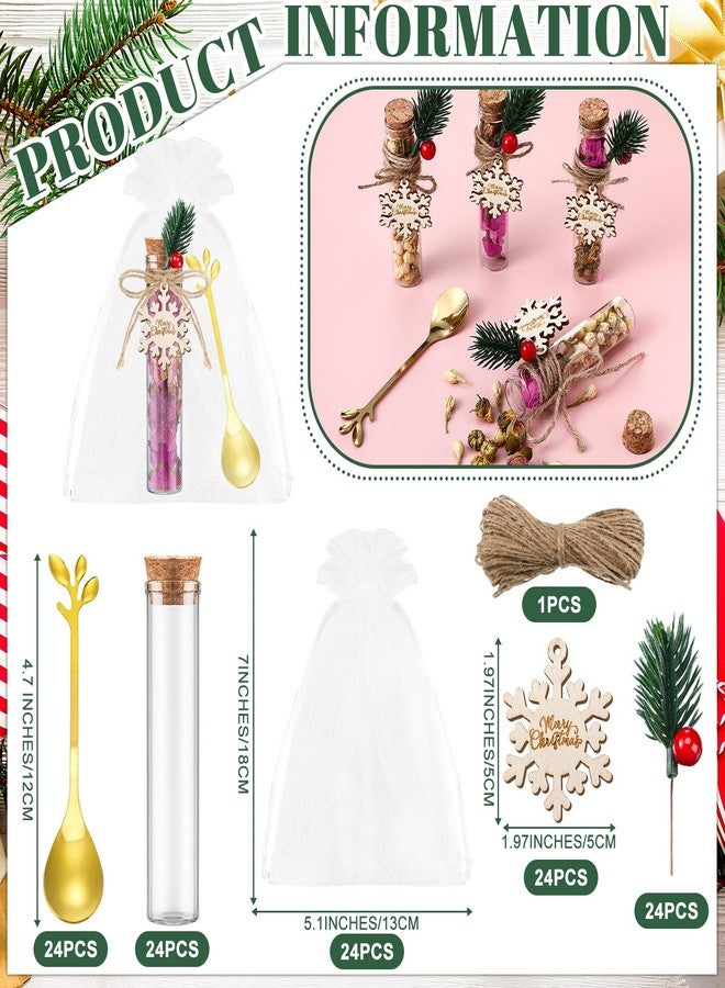 نوجو مجموعة نوجو من 24 قطعة هدايا لحفلات شاي عيد الميلاد، هدايا بالجملة لضيوف حفلات شاي عيد الميلاد، تتضمن برطمان شاي زجاجي 4.13 بوصة، ملعقة شاي من الفولاذ المقاوم للصدأ، بطاقة هدايا على شكل ندفة ثلج، حقيبة من الأورجانزا وحبل لهدايا عيد الميلاد. - Image 2