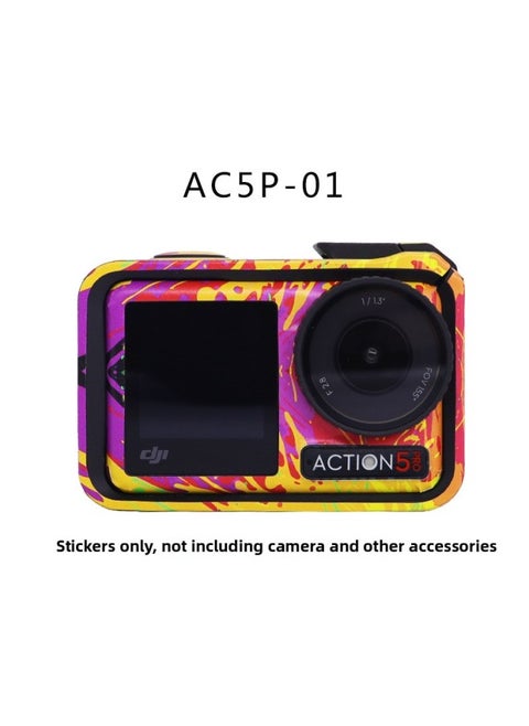 Suitable For DJI For DJI Action 5 Pro Sports Camera Sticker Full Bag Photo Frame Color Change Protective Film-Color:Ac5-01 Model