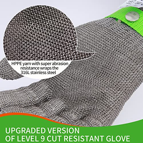 Aillary Level 9 Cut Resistant Kitchen Glove,Food Grade,Machine Washable,Stainless Steel Wire Metal Mesh Safety Work Glove for Mandolin,Meat Cutting,Oyster Shucking,and Wood Working (Large) - Image 4