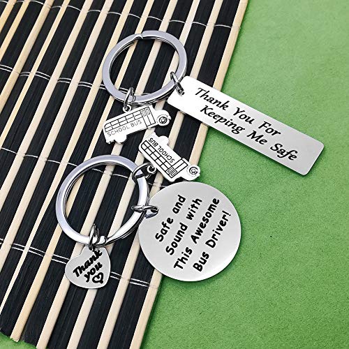 Oubaka Bus Driver Keychain Gift,Bus Driver Appreciation Gift Bus Drivers Thank You Gifts Safe and Sound with This Awesome Bus Drivers! & Thank You For Keeping Me Safe - Image 4
