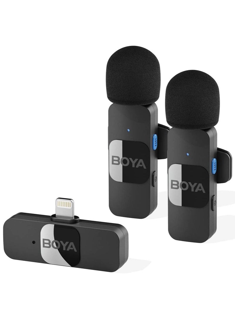 BOYA - ميكروفون BY-V2 لاسلكي من نوع Lavalier لهاتف iPhone iPad، ميكروفون خارجي صغير متعدد الاتجاهات مزود بمشبك لميكروفون iPhone لتسجيل الفيديو والبودكاست والبث المباشر على YouTube - Image 1