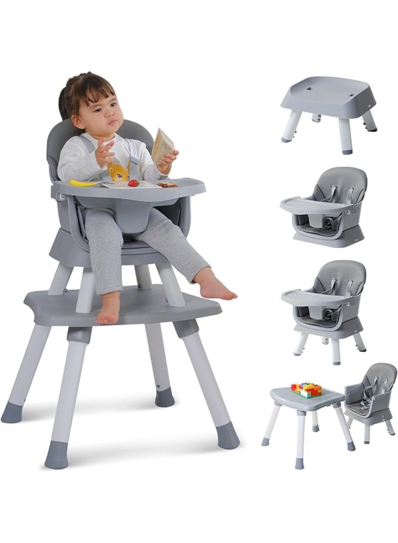 ماس كرسي مرتفع للاطفال 6 في 1 قابل للفصل مع طاولة ولوح رسم وحزام امان من 5 نقاط وصينية قابلة للازالة بـ3 اوضاع ويمكن استخدامه كرسي مرتفع للاطفال الصغار مع وسادة من البولي يوريثين - Image 1