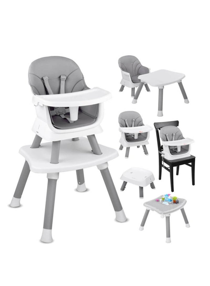 ماس كرسي مرتفع للاطفال 6 في 1 قابل للفصل مع طاولة ولوح رسم وحزام امان من 5 نقاط وصينية قابلة للازالة بـ3 اوضاع ويمكن استخدامه كرسي مرتفع للاطفال الصغار مع وسادة من البولي يوريثين - Image 2
