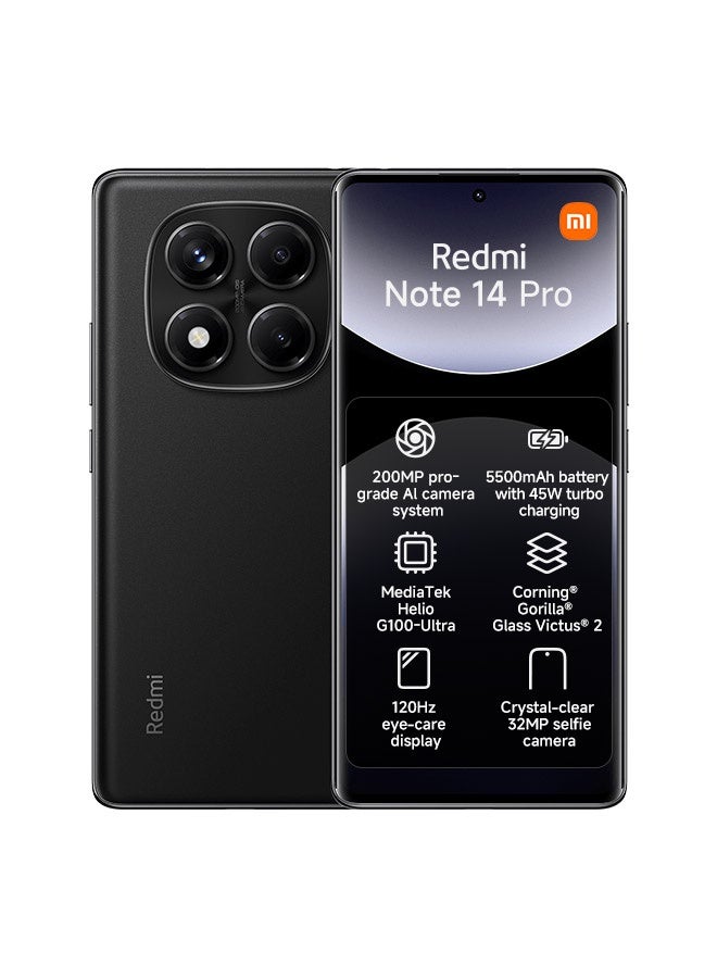 Xiaomi Redmi Note 14 Pro 4G Midnight Black 8GB RAM 256GB - Global Version - Image 1