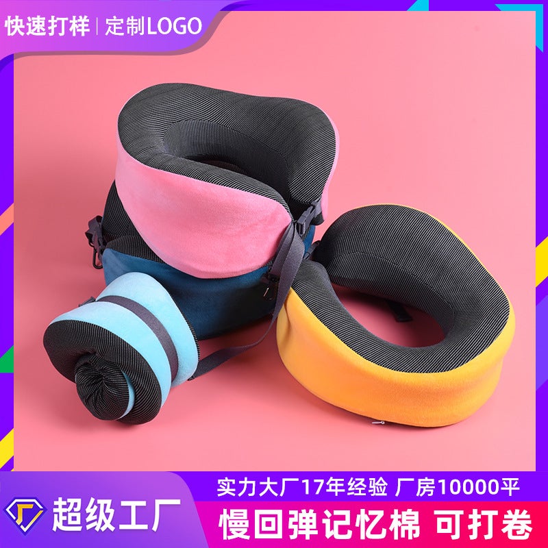 Memory Foam U-Shaped Pillow, Foldable Travel Pillow, Airplane U-Shaped Neck Pillow, Neck Support Pillow, Side Sleeping Portable Travel Pillow - Image 2