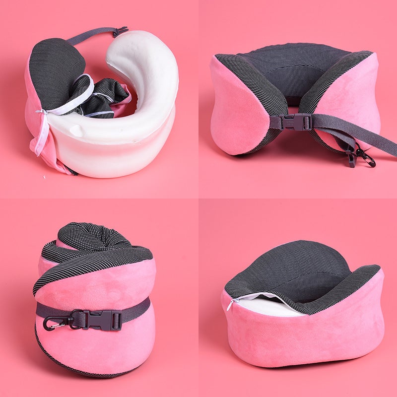 Memory Foam U-Shaped Pillow, Foldable Travel Pillow, Airplane U-Shaped Neck Pillow, Neck Support Pillow, Side Sleeping Portable Travel Pillow - Image 3
