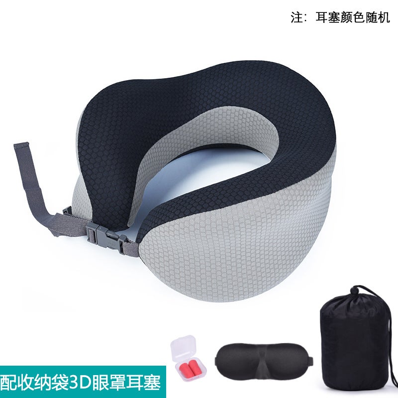 Memory Foam U-Shaped Pillow, Foldable Travel Pillow, Airplane U-Shaped Neck Pillow, Neck Support Pillow, Side Sleeping Portable Travel Pillow - Image 1