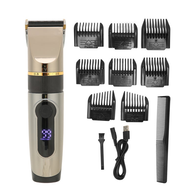 USB Hair Clipper LCD Waterproof 2200mAh Lithium Battery Hair Trimmer with 8pcs Guide Comb - Image 1