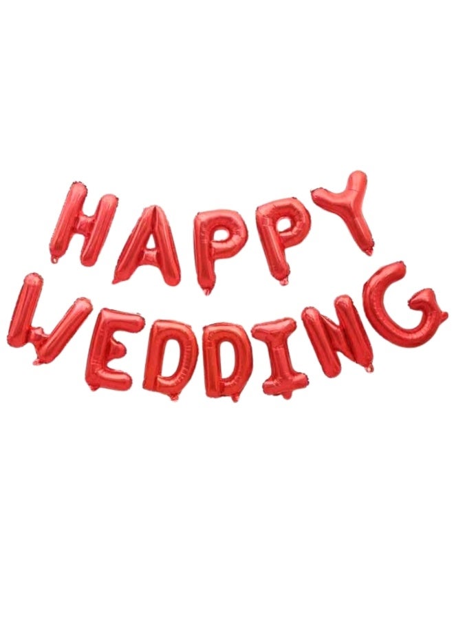 Happy Wedding Foil Balloon Banner Aluminium Foil Balloon for Party Decoration- Red Color - Image 2