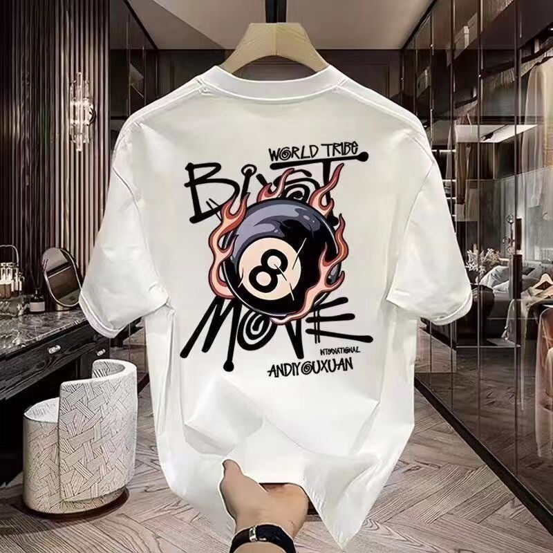 American Style Fashion Brand Short-sleeved T-shirt Men's Summer Thin Pure Cotton plus size Top Loose Casual All-match Printed T-shirt - Image 5
