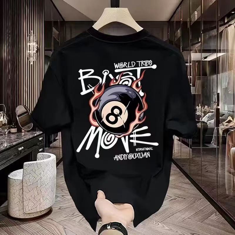 American Style Fashion Brand Short-sleeved T-shirt Men's Summer Thin Pure Cotton plus size Top Loose Casual All-match Printed T-shirt - Image 1