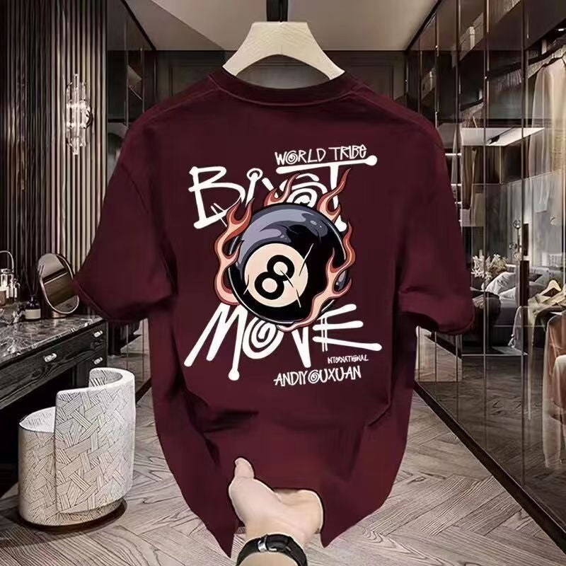 American Style Fashion Brand Short-sleeved T-shirt Men's Summer Thin Pure Cotton plus size Top Loose Casual All-match Printed T-shirt - Image 3