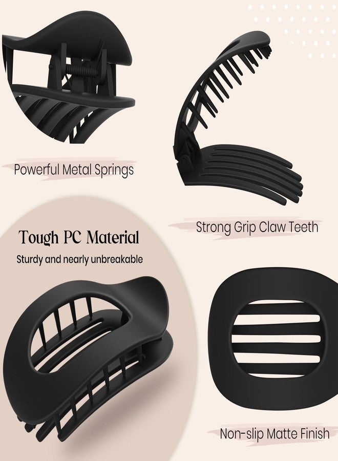 Xfopz 4 PCS Flat Hair Clips, Round Lay Down Claw Clips for Women Girls, French Strong Hold Hair Barrettes for Thick Thin Hair, Comfortable Curved Flat Clips for Lying, Driving - Image 3
