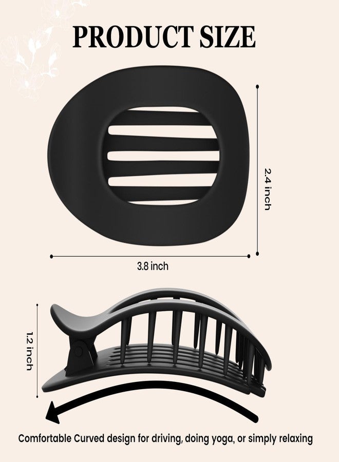 Xfopz 4 PCS Flat Hair Clips, Round Lay Down Claw Clips for Women Girls, French Strong Hold Hair Barrettes for Thick Thin Hair, Comfortable Curved Flat Clips for Lying, Driving - Image 2