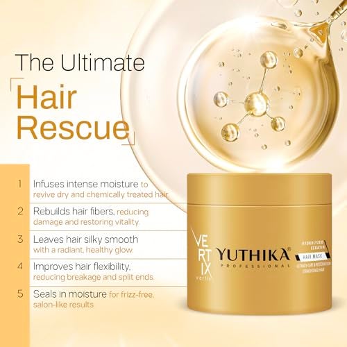Yuthika Professional Vertix Hydrolyzed Keratin Hair Mask for Women & Men (150ml), Deep Nourishment & Strengthen Dry & Damaged Hair - Image 4