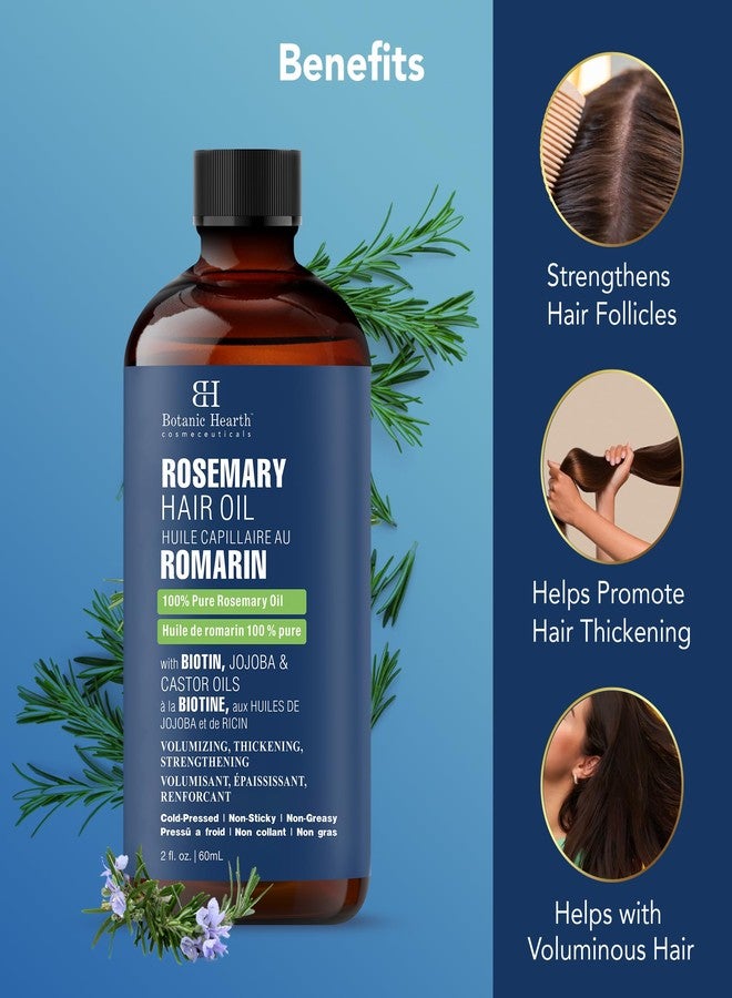 Botanic Hearth 100% Pure Rosemary Oil For Hair Growth (2 fl oz) Infused With Biotin, Jojoba & castor Oil | Hair strengthening Treatment | Nourishing & Volumizing | Non GMO Verified - Image 5