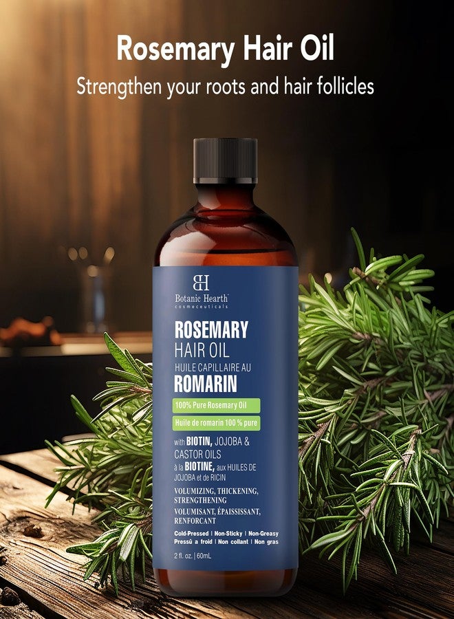 Botanic Hearth 100% Pure Rosemary Oil For Hair Growth (2 fl oz) Infused With Biotin, Jojoba & castor Oil | Hair strengthening Treatment | Nourishing & Volumizing | Non GMO Verified - Image 4