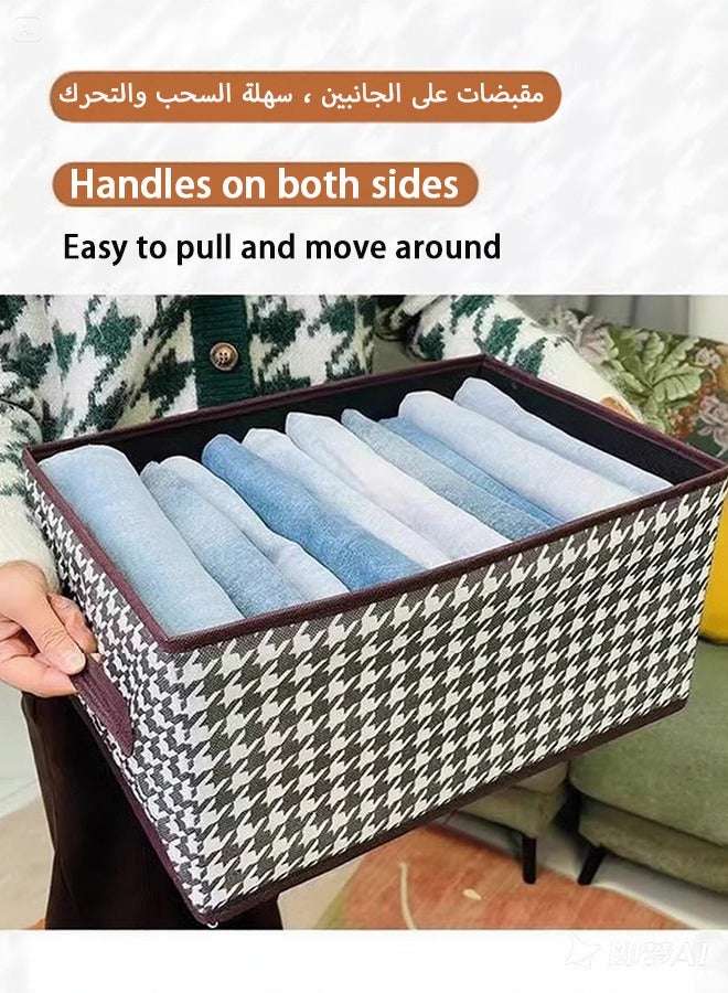 4 Pieces Houndstooth Storage Boxes  – Foldable Fabric Closet Organizers for Winter Clothes, Wardrobe & Home (Layered, Breathable) - Image 2