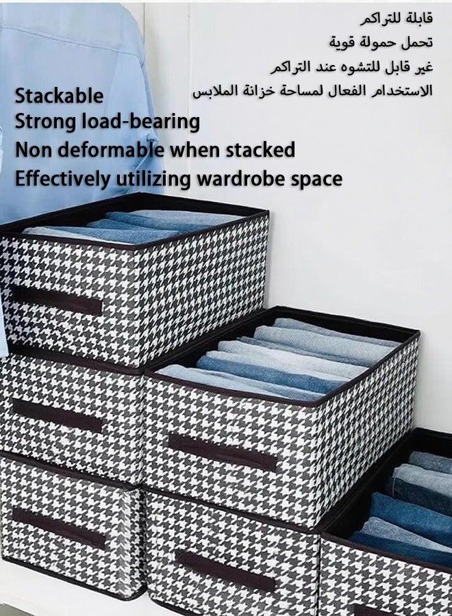 4 Pieces Houndstooth Storage Boxes  – Foldable Fabric Closet Organizers for Winter Clothes, Wardrobe & Home (Layered, Breathable) - Image 4