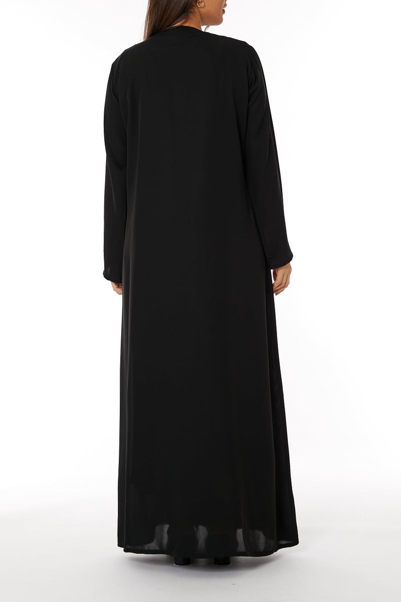 Moistreet Embroidered Open Abaya - Image 3