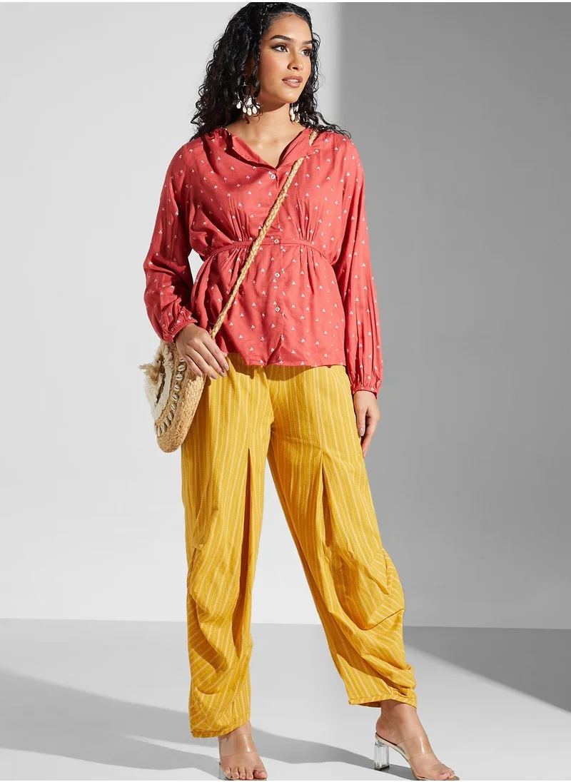 Label RITU KUMAR Ruched Waist Sequin Shirt