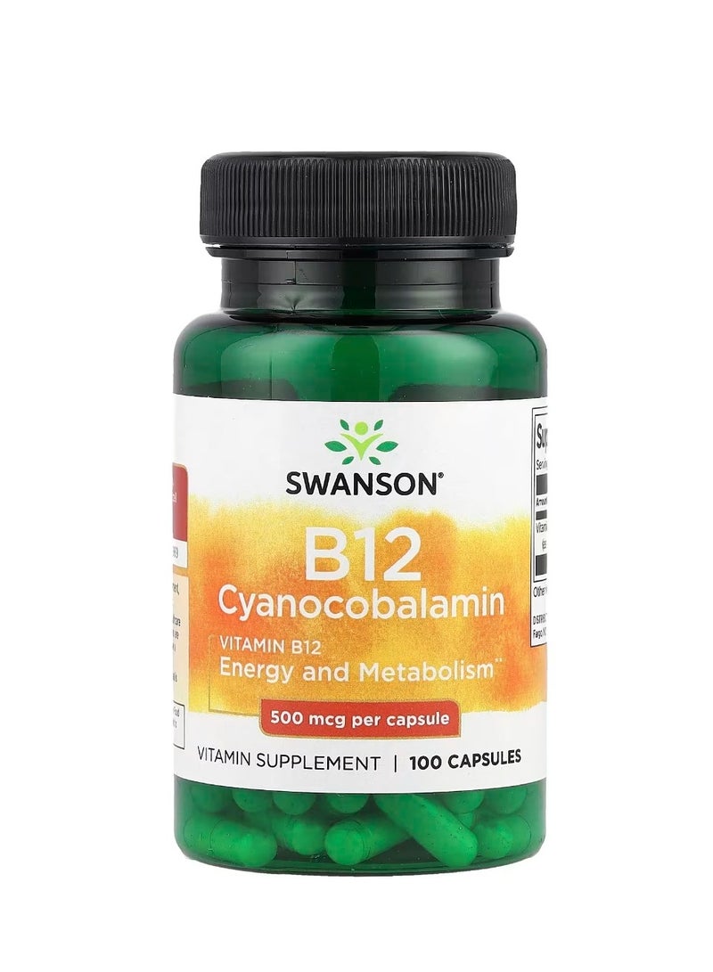 سوانسون فيتامين ب12، 500 ميكروجرام، 100 كبسولة - Image 1