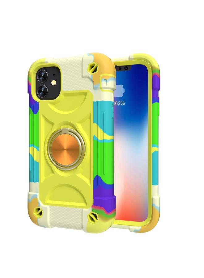 زبون جراب لهاتف iPhone 11 مصنوع من السيليكون المقاوم للصدمات + جراب واقٍ من الكمبيوتر مع حامل مزدوج الحلقة - Image 2