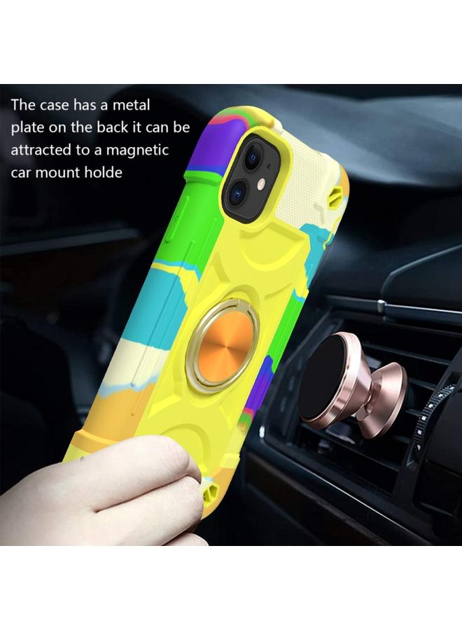 زبون جراب لهاتف iPhone 11 مصنوع من السيليكون المقاوم للصدمات + جراب واقٍ من الكمبيوتر مع حامل مزدوج الحلقة - Image 5