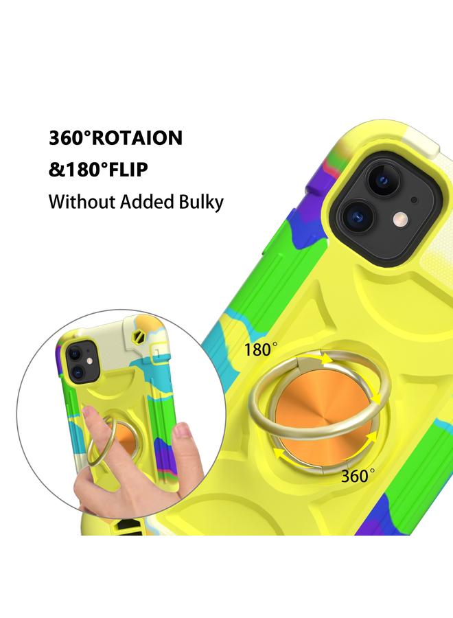 زبون جراب لهاتف iPhone 11 مصنوع من السيليكون المقاوم للصدمات + جراب واقٍ من الكمبيوتر مع حامل مزدوج الحلقة - Image 4